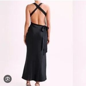 Meshki Caellie Satin Cowl Maxi Dress In Black Size Xs